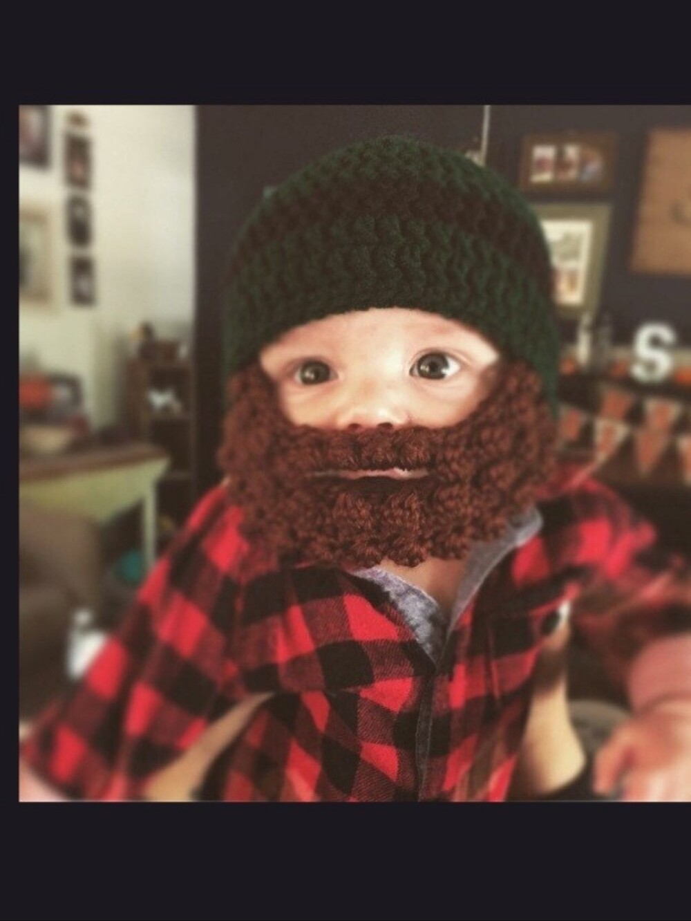 6-12 Mth Beard Beanie Maroon Red